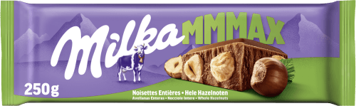 Foto van Milka Chocoladereep hazelnoot op witte achtergrond