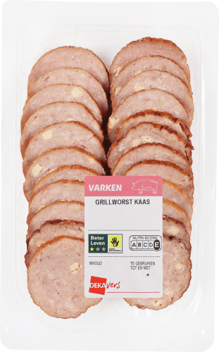 Foto van DekaVers Grillworst kaas op witte achtergrond