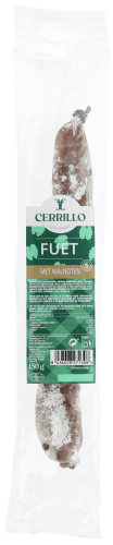 Foto van Cerrillo Fuet extra walnoot op witte achtergrond
