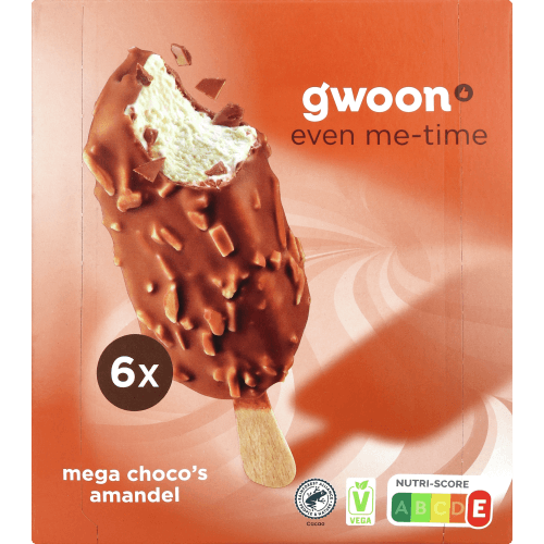 Foto van G'woon Mega chocos almond 6 st. op witte achtergrond