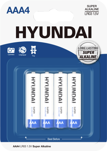 Foto van Hyundai Batterijen 4-pack aaa op witte achtergrond