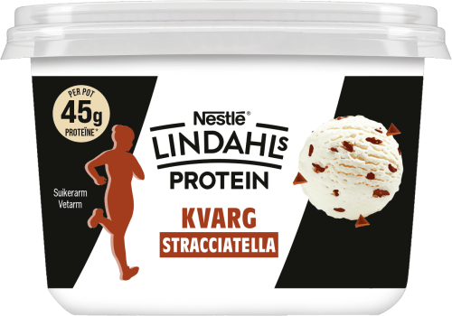 Foto van Lindahls Kvarg straciatella op witte achtergrond