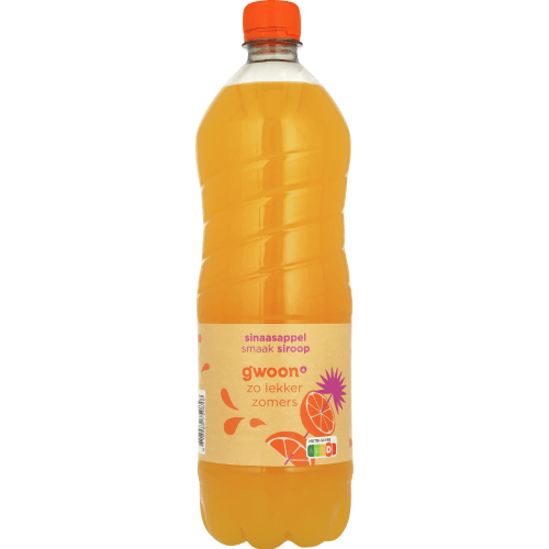 Foto van G'woon Limonadesiroop sinaasappel op witte achtergrond