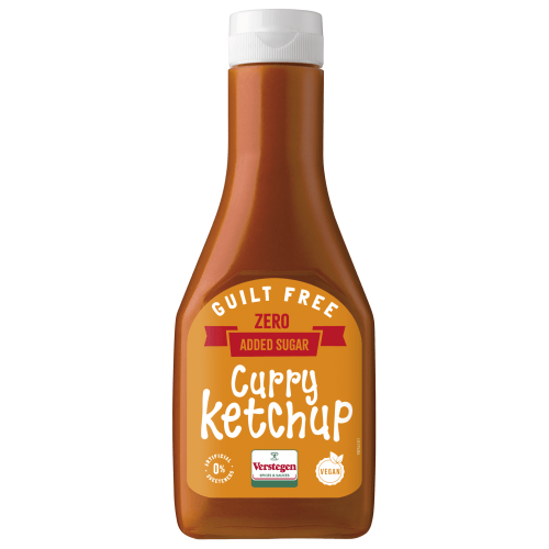 Foto van Verstegen Curry ketchup zero op witte achtergrond