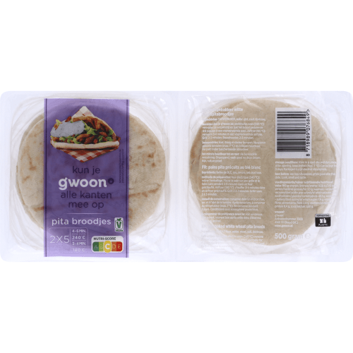 Foto van G'woon Pitabroodjes 2 x 5 st. op witte achtergrond