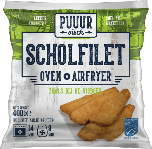Foto van PUUUR VISCH Scholfilet op witte achtergrond