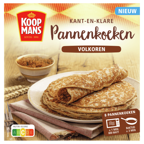Foto van Koopmans Pannenkoeken volkoren diepvries 8 st. op witte achtergrond