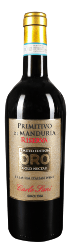 Foto van Carlo Sani Primitivo di manduria riserva op witte achtergrond