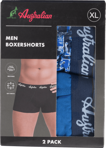 Foto van Australian Boxer print/uni 2-pack maat s t/m xxl op witte achtergrond