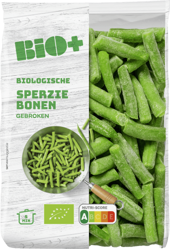 Foto van Bio+ Sperziebonen gebroken op witte achtergrond