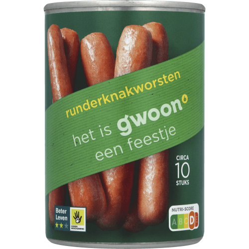 Foto van G'woon Knakworst rund op witte achtergrond
