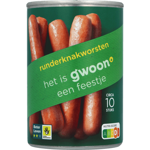 Foto van G'woon Knakworst rund op witte achtergrond