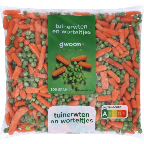 Foto van G'woon Tuinerwten wortelen op witte achtergrond