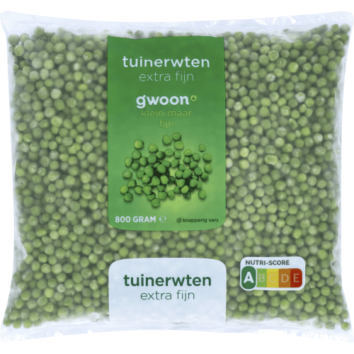Foto van G'woon Tuinerwten extra fijn op witte achtergrond