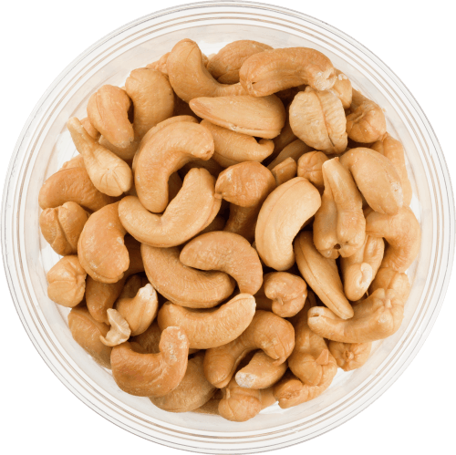Foto van Notenbeurs Cashewnoten ongezouten op witte achtergrond