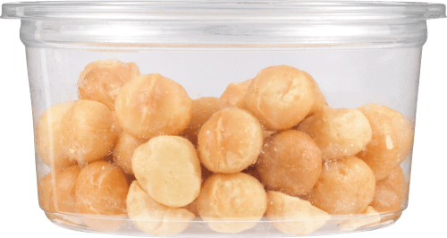 Foto van Notenbeurs Macadamias ongezouten op witte achtergrond