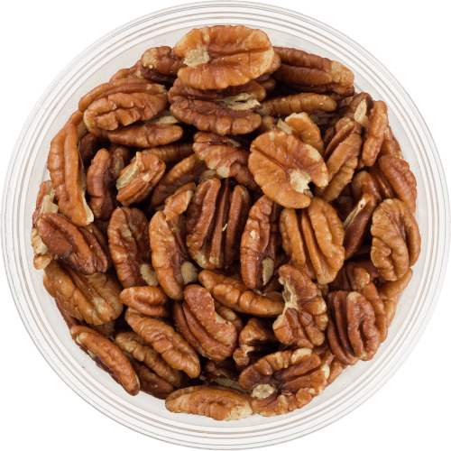 Foto van Notenbeurs Pecannoten ongezouten op witte achtergrond