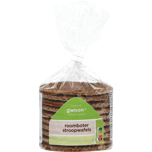 Foto van G'woon Roomboter stroopwafels op witte achtergrond