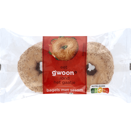Foto van G'woon Bagels met sesam 4 st. op witte achtergrond