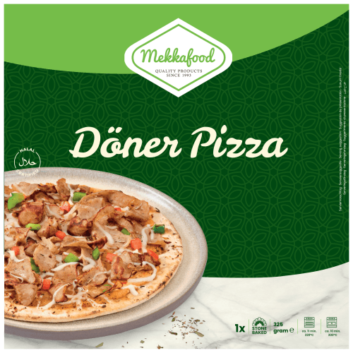Foto van Mekkafood Doner pizza op witte achtergrond