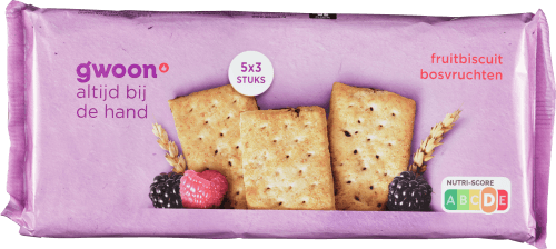 Foto van G'woon Fruitbiscuit bosvruchten op witte achtergrond