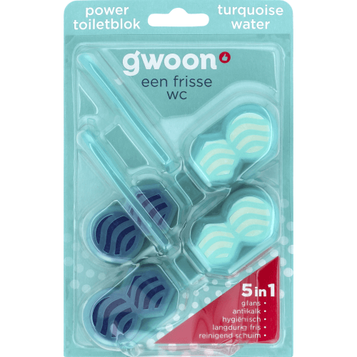 Foto van G'woon Toiletblok power turquoise op witte achtergrond