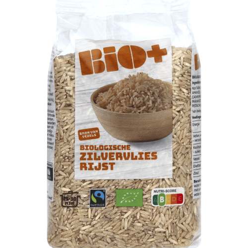 Foto van Bio+ Zilvervliesrijst op witte achtergrond