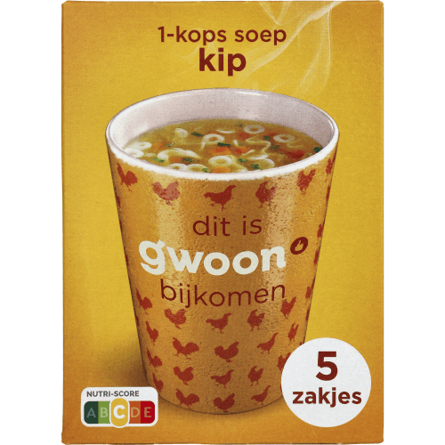 Foto van G'woon Kippensoep 1-kops op witte achtergrond
