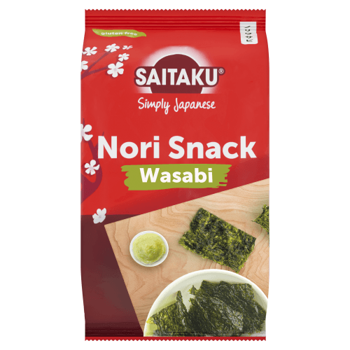 Foto van Saitaku Nori snack wasabi op witte achtergrond