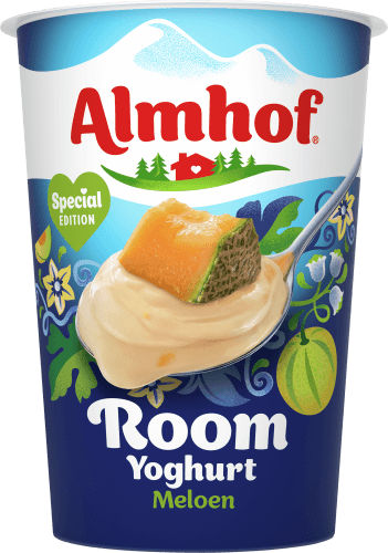 Foto van Almhof Roomyoghurt meloen op witte achtergrond