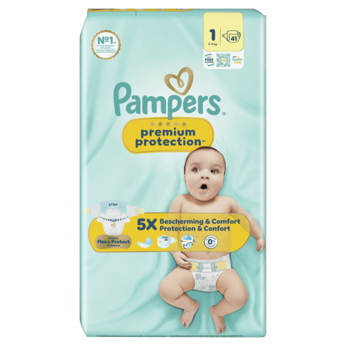 Foto van Pampers Premium protection maat 1 op witte achtergrond