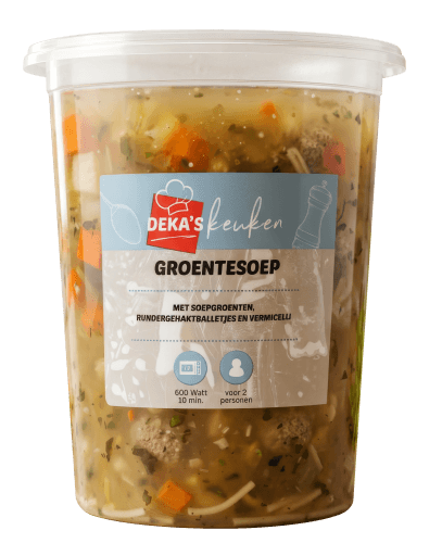 Foto van DekaMarkt Groentesoep op witte achtergrond