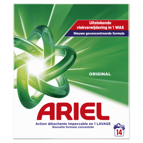 Foto van Ariel Wasmiddel poeder original 14 wasbeurten op witte achtergrond
