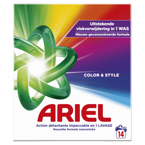 Foto van Ariel Wasmiddel poeder color 14 wasbeurten op witte achtergrond