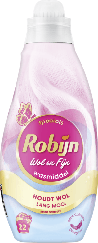 Foto van Robijn Vloeibaar wasmiddel wol&fijn 22wb op witte achtergrond
