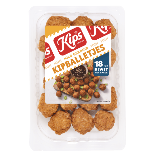 Foto van Kips Kipballetjes mild gekruid op witte achtergrond