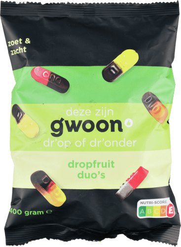 Foto van G'woon Drop fruitduo op witte achtergrond