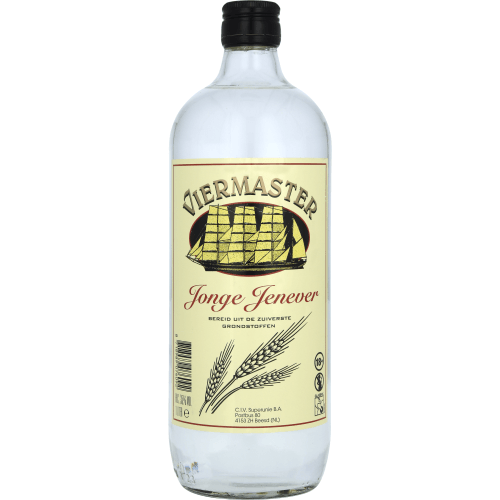 Foto van Viermaster Jonge jenever op witte achtergrond