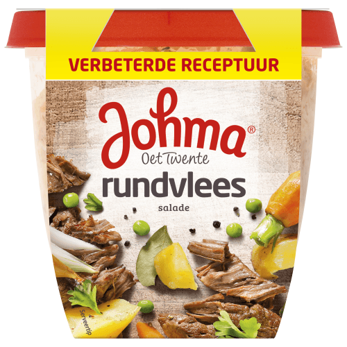 Foto van Johma Salade rundvlees op witte achtergrond