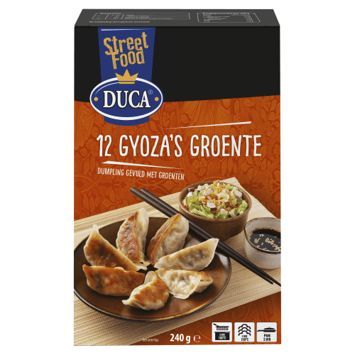 Foto van Duca Gyoza groente op witte achtergrond