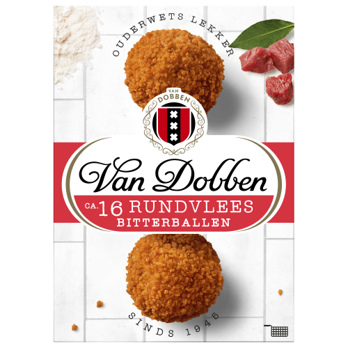 Foto van Van Dobben Bitterballen rundvlees circa 30 st. op witte achtergrond
