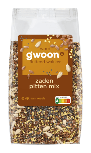 Foto van G'woon Ontbijtmix zaden en pitten op witte achtergrond