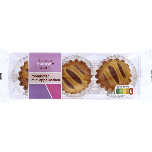 Foto van G'woon Roomboter mini appelkoek op witte achtergrond