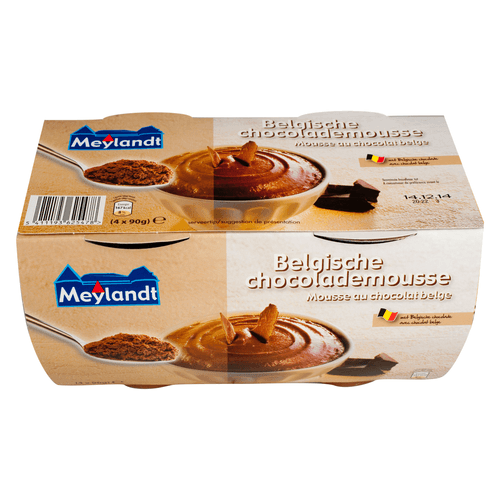 Foto van Meylan Chocolademousse met Belgische chocolade 4 stuks op witte achtergrond