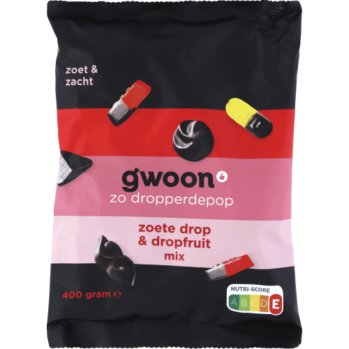 Foto van G'woon Dropmix gekleurd zoet op witte achtergrond