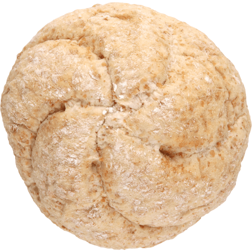 Foto van Vers afbak Kaiserbroodje volkoren op witte achtergrond