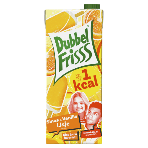 Foto van Dubbelfrisss Sinas & vanille ijs 1kcal op witte achtergrond