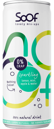 Foto van Sparkling water lemon mint & apple op witte achtergrond