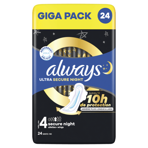 Foto van Always Maandverband ultra secure night op witte achtergrond