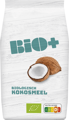 Foto van Bio+ Kokosmeel op witte achtergrond